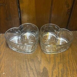 Heart-Shaped Glass Bowls - set of 2 - Valentine Bowls